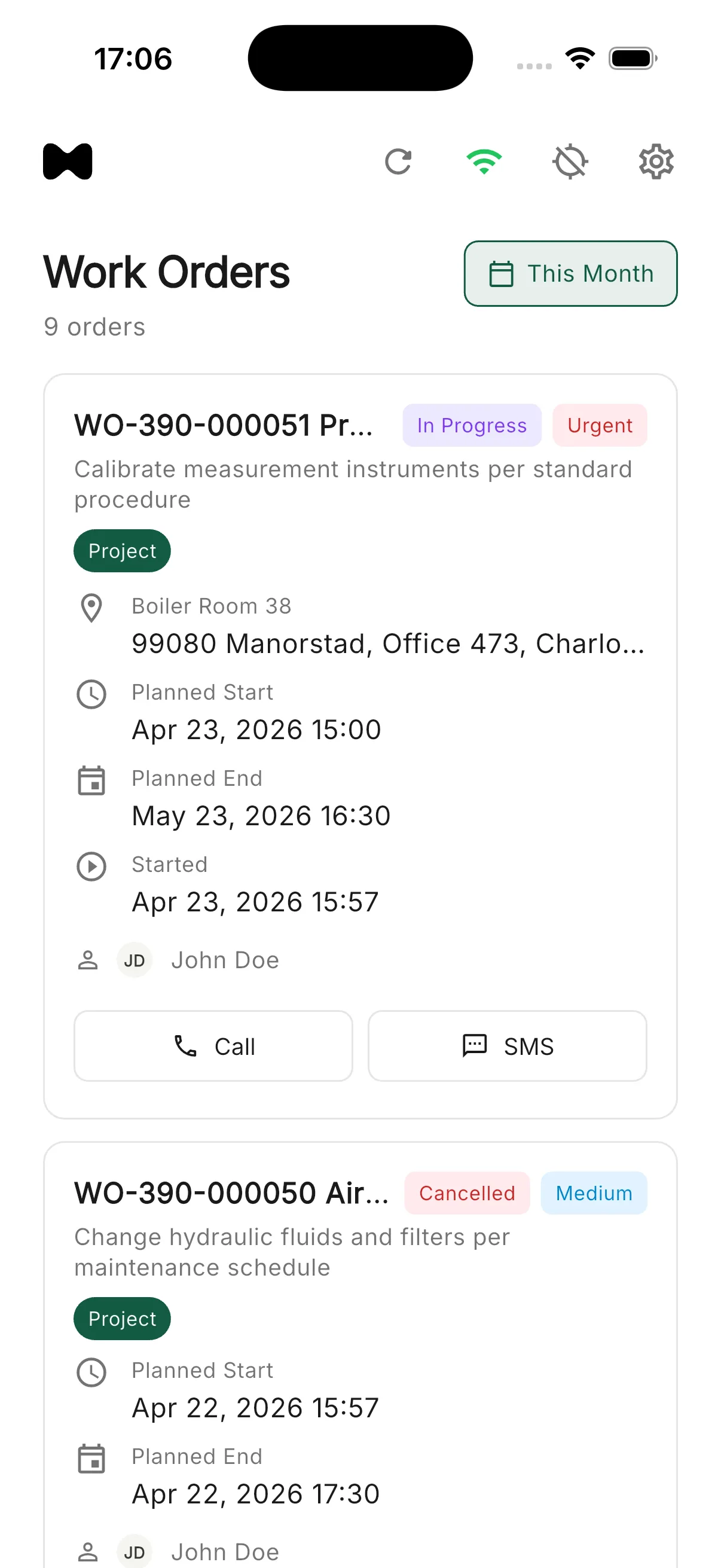 Massadesk mobile app daily work view