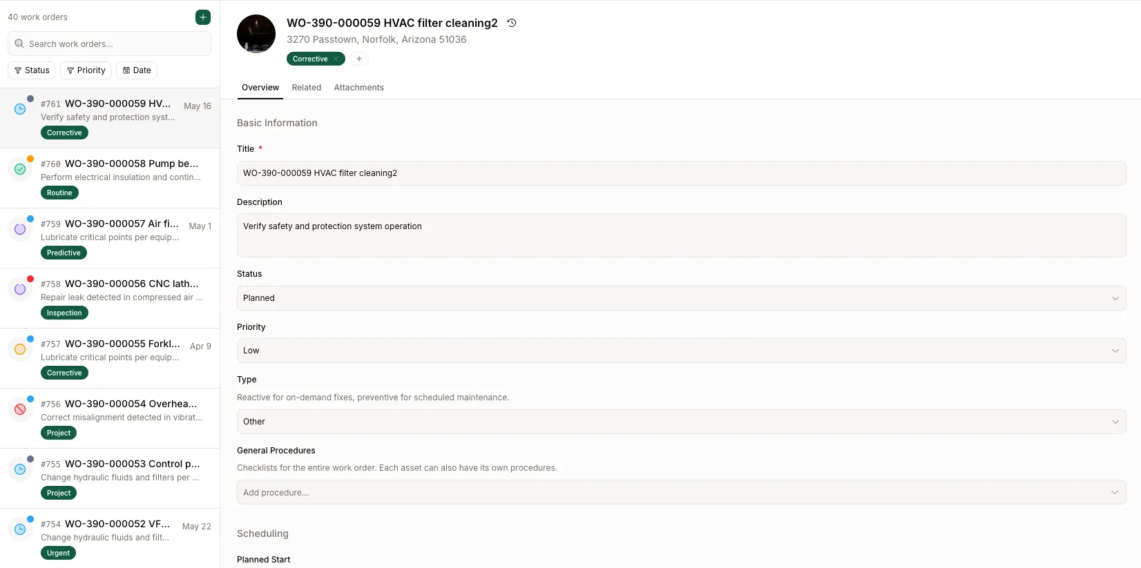 Massadesk work orders management
